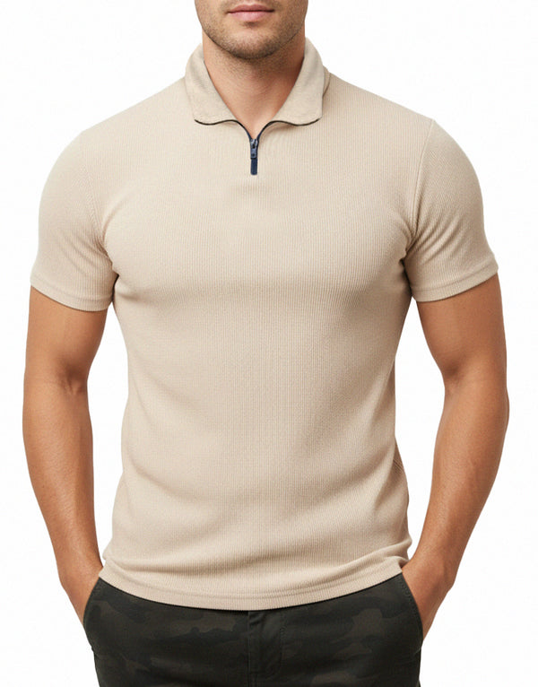 POLO CON CIERRE BEIGE